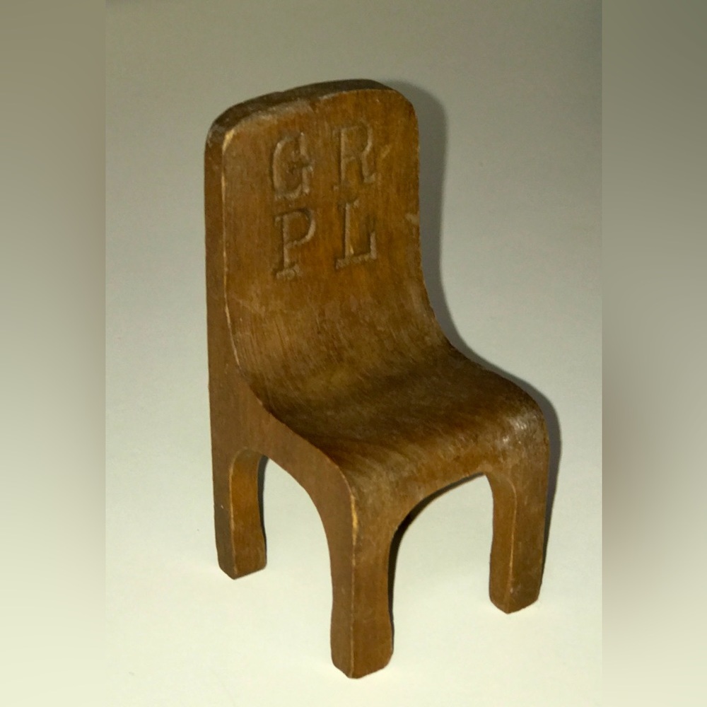 19th Century Antique Miniature Wooden GRAND RAPIDS PUBLIC LIBRARY Chair